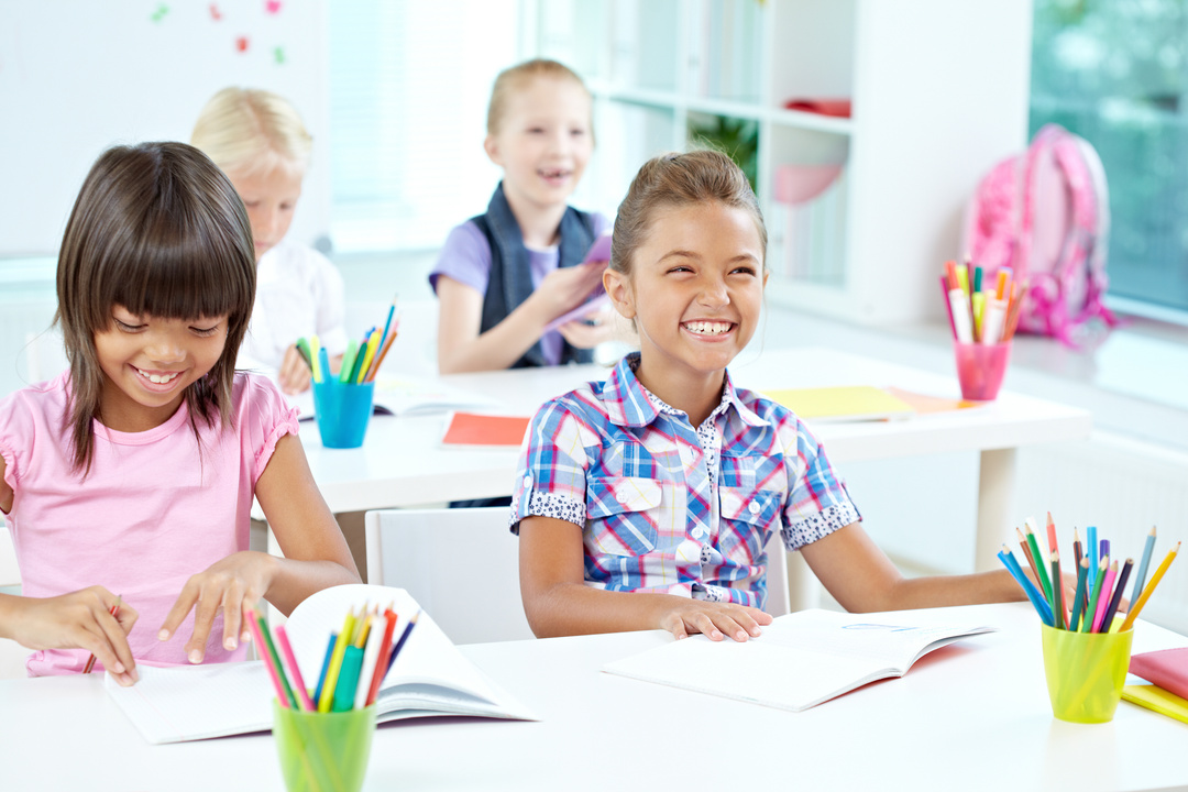 Laughing students